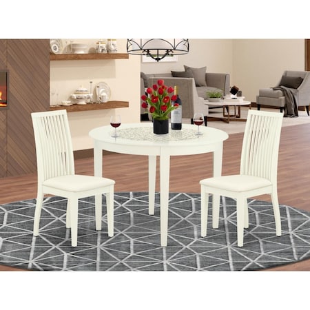 East West Furniture 3 Piece Boston Dinette Set - Linen White BOIP3-WHI-C